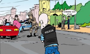 Policjanci zatrzymują przestępców - fragment komiksu