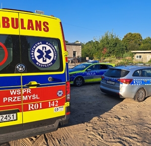 Ambulans i dwa oznakowane radiowozy