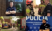 Połączenie czterech zdjęć na których są policjanci i strażacy