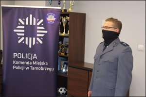 Podkom.Dawid Dołowy funkcjonariusz Komendy Miejskiej Policji w Tarnobrzegu