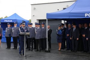 fot. przemówienie szefa policjantów lubelskiego garnizonu Policji