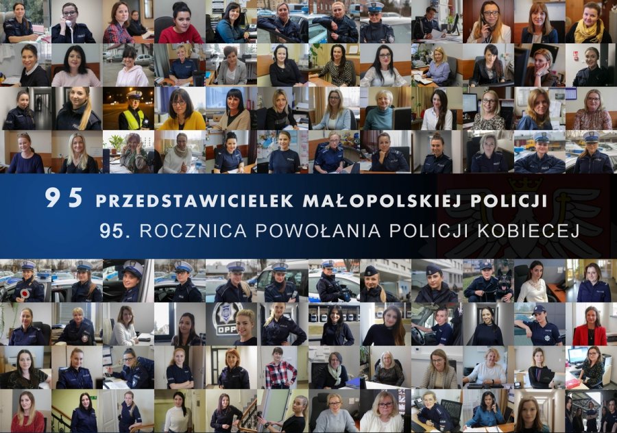 kolaż zdjęć kobiet pracujących w małopolskiej policji