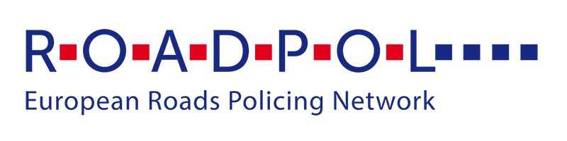 Napis Roadpol napisany drukowanymi literami.Pod spodem po angielsku napis:  European Roads Policing Network