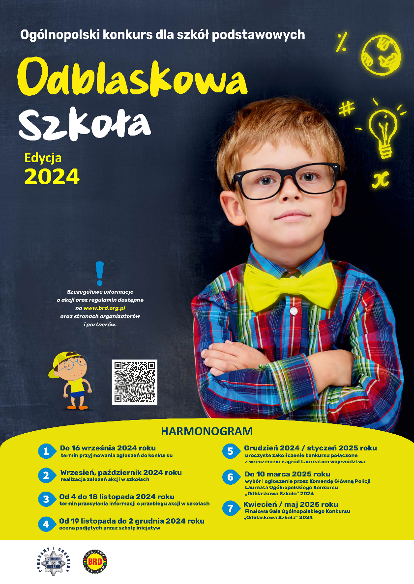 Plakat konkursu Odblaskowa Szkoła 2024.