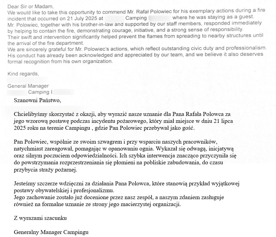 Treść podziękowań zmajduje się w deskrypcji pod tekstem.