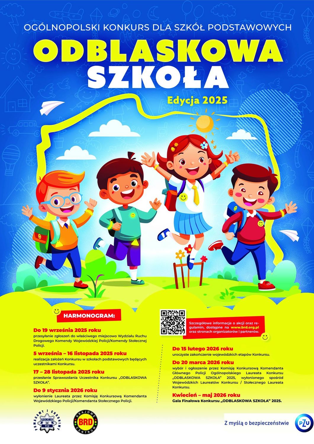 Plakat promujący konkurs: "Odblaskowa szkoła".