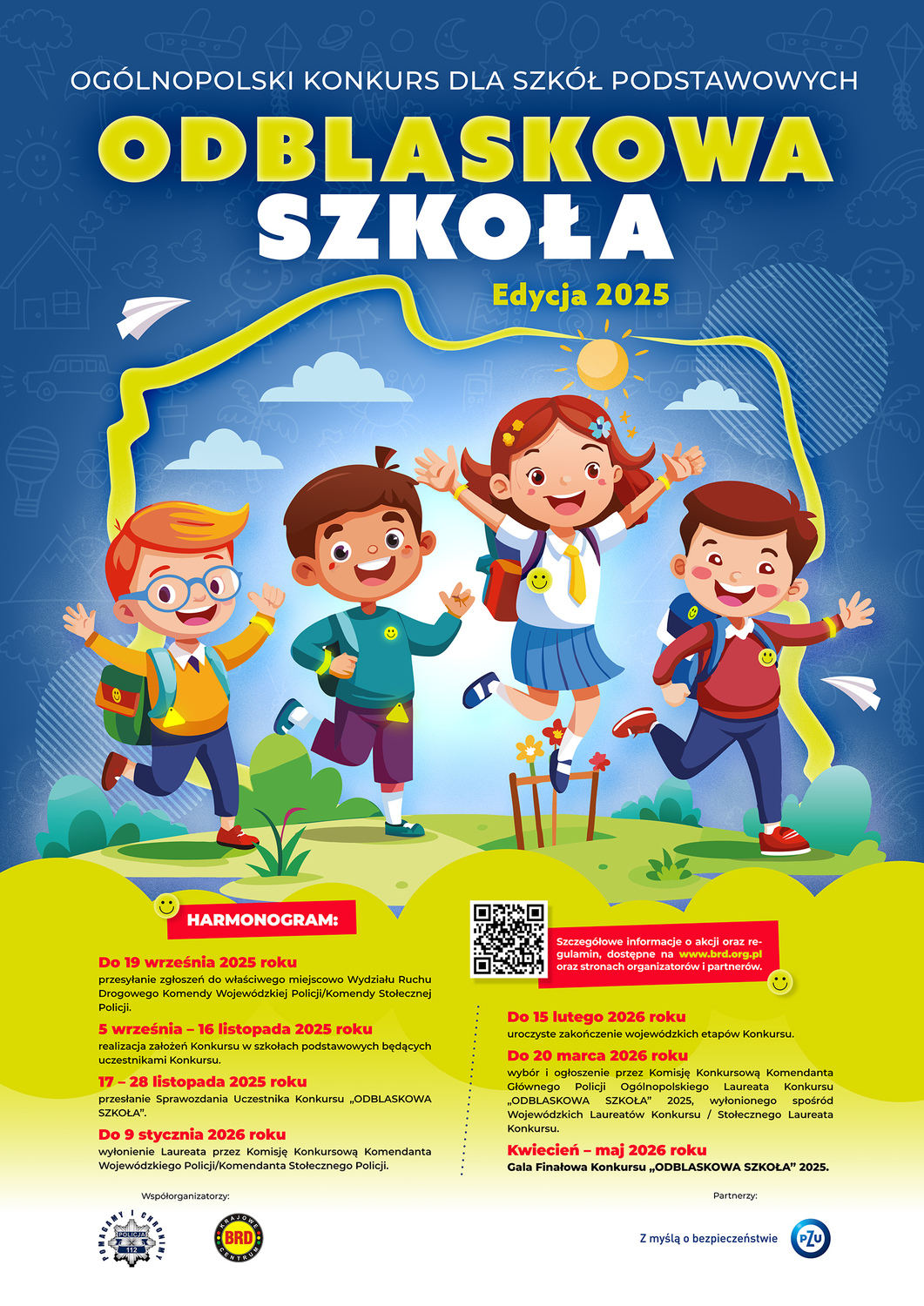 Plakat promujący konkurs: "Odblaskowa szkoła".