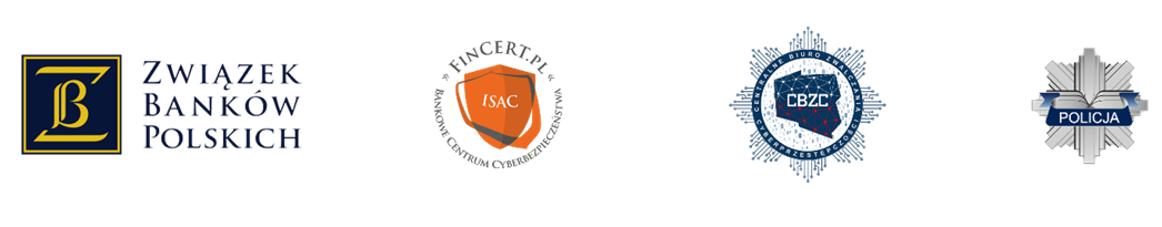 baner zawierający logo związków banków polskich i policji. 