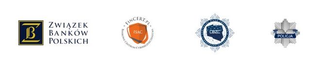 Logo ZBP, FINCert.pl, CBZC i Policji.