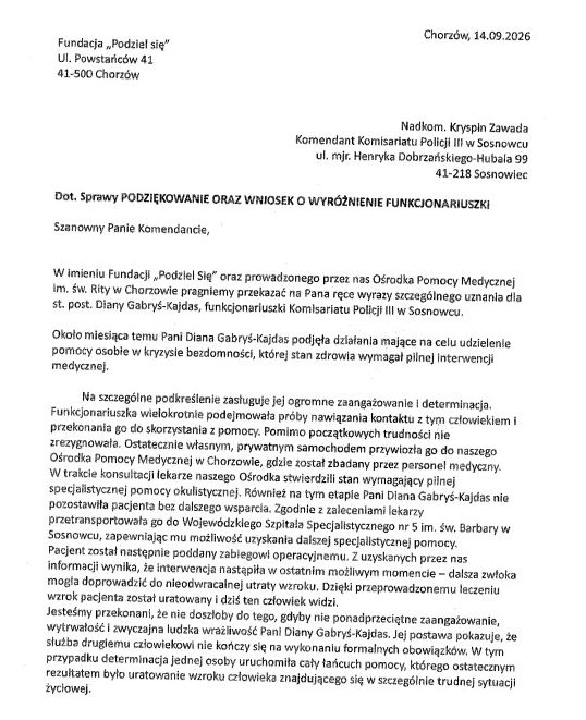 skan treści podziękowań.