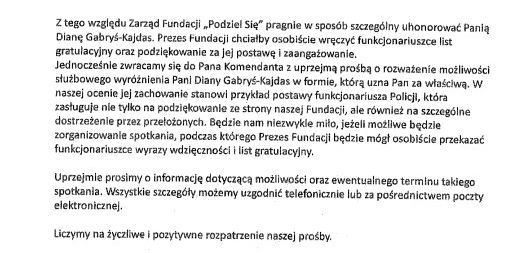 skan treści podziękowań.