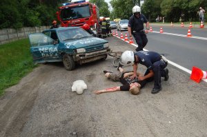 symulacja wypadku drogowego i akcji ratowniczej