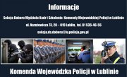 plakat z danymi teleadresowymi Sekcji Doboru Wydziału Kadr i Szkolenia KWP w Lublinie
