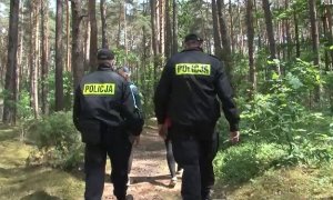 Policjanci uczestniczący w ćwiczeniach prowadzą poszukiwania