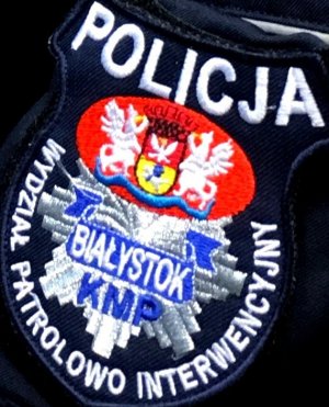 naszywka z munduru policjanta z KMP w Białymstoku