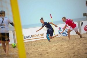 Uczestniczki zawodów o Puchar Polski w Beach Soccerze kobiet podczas rozgrywek