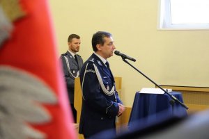 Komendant Wojewódzki podczas  przemówienia