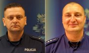 Zdjęcie dwóch policjantów dzielnicowych aspiranci Kostowski i Zapała