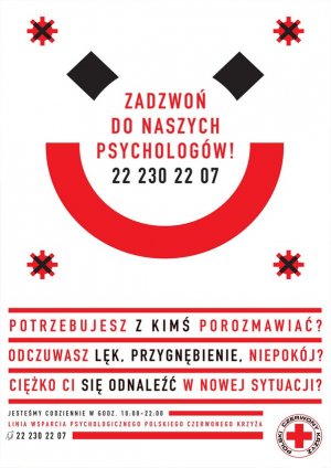 Linia wsparcia psychologicznego polskiego czerwonego krzyża - informacja z numerami telefonów