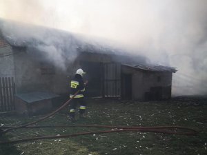 strażak gaszący pożar