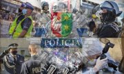 Mozaika zdjęć policyjnych - na środku logu lubuskiej Policji