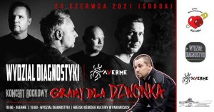zdjęcie przedstawia plakat zachęcający do wzięcia udziału w koncercie rockowym organizowanym dla Rafała Dzwonnika
