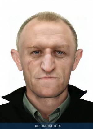 odtworzony wygląd mężczyzny którego zwłoki znaleziono w Wiśle w 2018