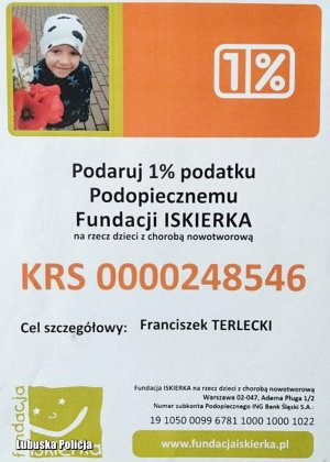 Plakat dotyczący zbiórki środków na chorego chłopca