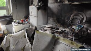 wnętrze mieszkania zniszczone przez pożar