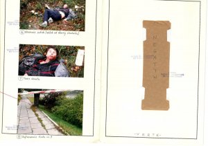 Tablica poglądowa ze zdjęciami z miejsca zabójstwa.
