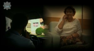 kolaż dwóch zdjęć, po prawej stronie starsza kobieta rozmawia przez telefon, po lewej stronie mężczyzna w samochodzie rozmawia przez telefon