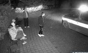 zdjęcie z kamery miejskiego monitoringu, na którym młodzież spożywa alkohol w parku