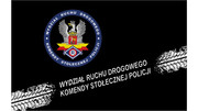 na czarnym tle logo i napis: Wydział Ruchu Drogowego Komendy Stołecznej Policji