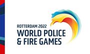 logo Światowych Igrzysk Służb Mundurowych Rotterdam 2022 z napisem: Rotterdam 2022, World Police &amp; Fire Games