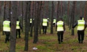 grupa policjantów w lesie podczas poszukiwań