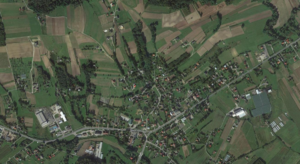 zdjęcie poglądowe widok z lotu ptaka okolic Jurkowa i Czchowa na podstawie mapy google