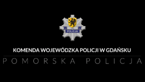 logo Komendy Wojewódzkiej Policji w Gdańsku z napisem pod spodem: Komenda Wojewódzka Policji w Gdańsku, Pomorska Policja