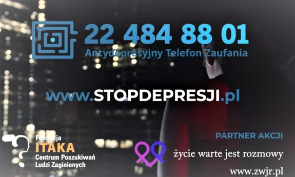 plakat informacyjny antydepresyjnego telefonu zaufania