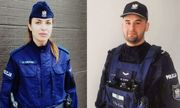 kolaż dwóch zdjęć na lewym umundurowana policjantka, na zdjęciu po prawej umundurowany policjant