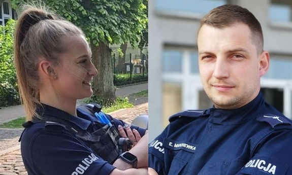 kolaż zdjęć policjantki i policjanta, którzy uratowali 19 latkę