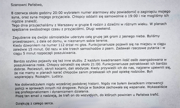 zdjęcie podziękowań