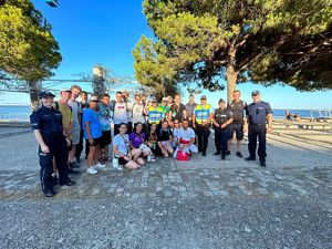 Spotkanie policjantów z pielgrzymami w Lizbonie