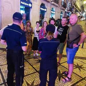 Spotkanie policjantów z pielgrzymami w Lizbonie