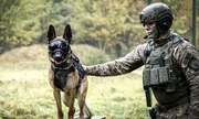 policjant z psem bojowym podczas ćwiczeń