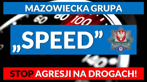 U góry napis: Mazowiecka Grupa Speed, a pod spodem: Stop agresji na drodze