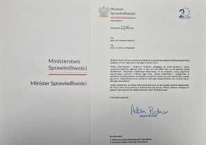 treść podziękowań od Ministra Sprawiedliwości dla dzielnicowych