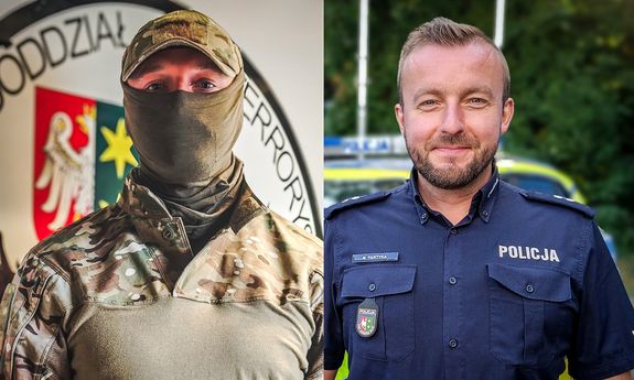 dwa połączone zdjęcia, na obu portrety policjantów