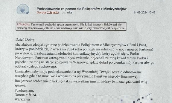 zdjęcie podziękowań