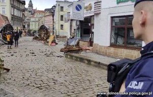 policjant patrzy na ulicę