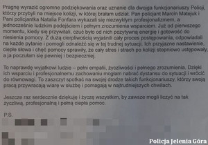 Zdjęcie treści podziękowań.